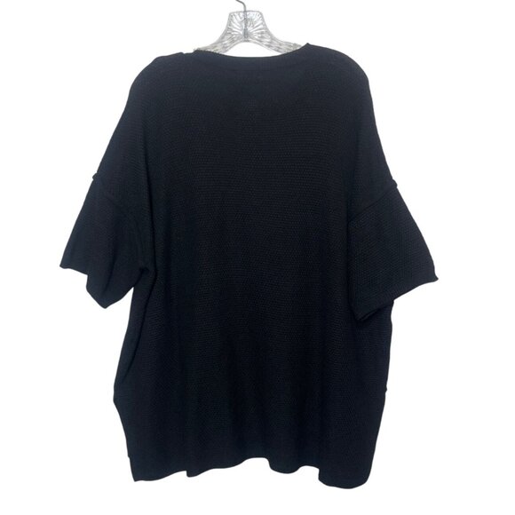 Ekouaer Button-Up Sweater Shirt Womens XL Black Short Sleeves - Picture 2 of 7